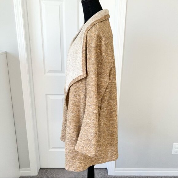 Doe & Rae Tan Waterfall Open Front Cardigan Jacket - Picture 2 of 15